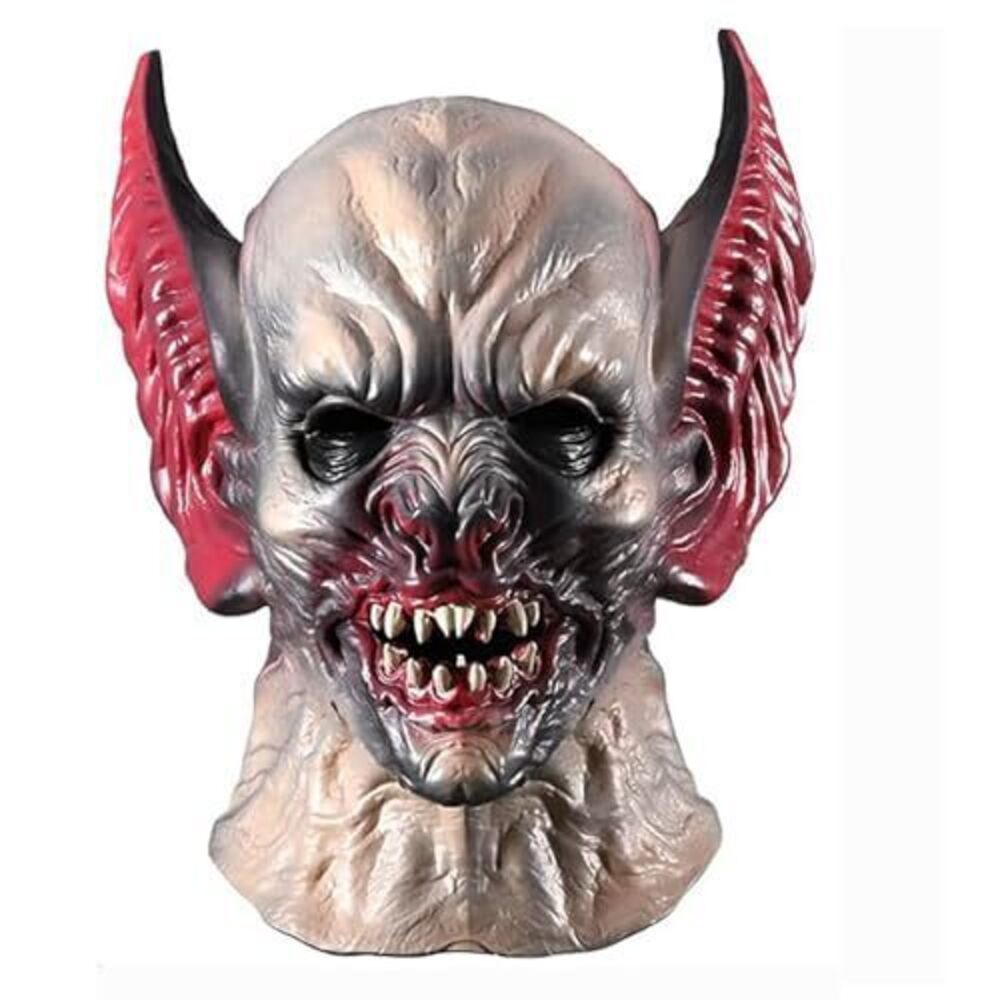 6573 Scary Halloween Mask, Terror Ghost Devil Face With Long Ears Realistic